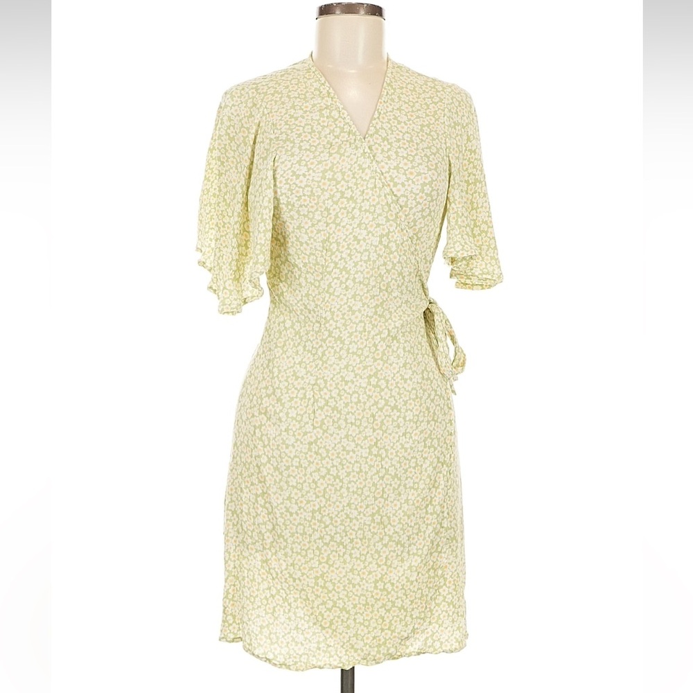 Billabong Light Green Daisy Wrap Dress - M